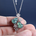 S925 Silver Inlaid Natural Hazardous Material Blue Water Jade Gourd Pendant-0-1