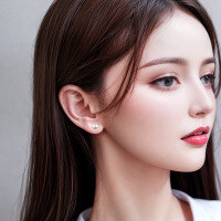 wholesale S925 Sterling Silver Minimalist Small Fresh Sweet Niche Design Earrings with Freshwater Pearls, Women's Daily Korean-style Ear Accessories-Small Yellow Pearl - Free Plastic Earplugs  925 Silver