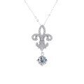 wholesale S925 Sterling Silver Moissanite Necklace with Fashionable Bow Pendant, Cross-border Best-seller in Europe and America, D Color with GRA Certificate-0-4
