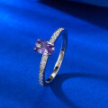 wholesale S925 metal purple high-carbon diamond ring, full set with 4*6mm stone, live streaming lightweight luxury style women's ring, live broadcast edition-0-3