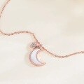 wholesale S925 Sterling Silver Mabe Pearl and Diamond Inlaid Star and Moon Necklace, Fashionable Minimalist Niche Design Collarbone Chain, Gift for Best Friend-0-2