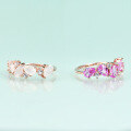 wholesale Rose gold plated S925 sterling silver set with pink sapphire ring, high-end luxurious colored gemstone ring-0-2