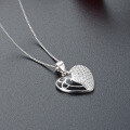 wholesale S925 Sterling Silver European and American Trendy OL Fashion Heart Collarbone Necklace Pendant with Diamond Accents and Romantic Drip Oil Pendant-0-3