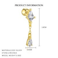 wholesale S925 Sterling Silver French-style Zircon Geometric Round Stud Earrings For Women, Small Batch Luxury Cross-border Design-E4647-Gold/Single 925 Silver