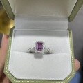 wholesale 925 Sterling Silver Cross-Border Hot-Selling 1ct 5*7mm Emerald Cut Pink Moissanite Ring for Women in Cherry Pink-0-4