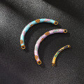 wholesale S925 gold-plated ancient enamel technique, fired blue semi-bangle curved tube accessories for handcrafted DIY braided bracelet jewelry parts-0-1