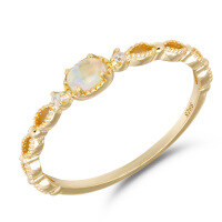 wholesale S925 gold-plated silver Japanese-style 24 autumn new small luxury opal holographic hollow lace ring-Opal S925 Ring Size 5
