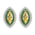 wholesale S925 Sterling Silver Micro-Paved 6*13 Yellow Diamond Marquise Luxury Full Diamond Classic Stud Earrings for Women-0-3