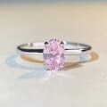 wholesale S925 Sterling Silver New 1 Carat Pink Diamond Solitaire Ring for Women, Smooth Minimalist Ins Style High-End Ring-0-3