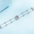 wholesale PT950 Platinum Plated S925 Silver Minimalist Line Bracelet for Women with Rectangular Moissanite, Factory Wholesale in Stock-0-1