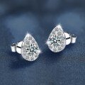 925 Sterling Silver Classic Oval Moissanite Full Diamond Earrings-0-0