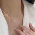 wholesale S925 Sterling Silver Olive Bead Simple Chain Necklace for Women, Summer Versatile Light Luxury Minimalist Collarbone Chain-0-4