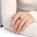 wholesale S925 gold-plated sterling silver minimalist modern style 3-carat lab-grown emerald chain ring-0-3