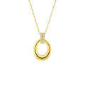 wholesale 925 Sterling Silver Zircon Double Ring Oval Pendant Necklace,-0-0