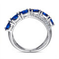wholesale 925 Sterling Silver Cross Exaggerated Blue Gemstone Rings for Women, Unique and Niche Design, Suitable for Europe and America Cross-border-0-2