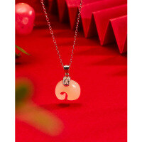 wholesale 925 Sterling Silver Auspicious Little Elephant Hetian Jade Necklace for Women, Minimalist Niche Design Collarbone Chain, National Trend Birthday Gift-Hetian Jade Lucky Elephant Necklace 925 Silver