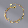 wholesale 925 Sterling Silver Silk Textured Multi-Layer Stackable Bamboo Chain Bracelet Simple Ins Style Hand Jewelry S7020-0-4