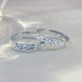 wholesale 9999 Pure Silver Couple Ring, Minimalist Design, High-End Sterling Silver Luxury Matching Ring Set for Valentine's Day Gift for Girlfriend-0-8