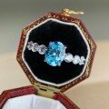 wholesale S925 Sterling Silver Women's Aquamarine Sky Blue Pigeon Egg Ring Diamond Ring Versatile Minimalist Cross-Border Bestseller Wholesale-0-1