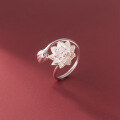wholesale Fine Silver S990 Narcissus Lotus Flower Ring, Live Stream Hit Rotatable Bloom Index Finger Ring R01094-0-3