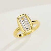 wholesale Metal S925 Silver Gold Plated 5*10mm Rectangular Old Cut Simulated Diamond Cut Ring Style-R1020 Gold 5