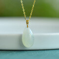 wholesale 18K gold minimalist niche natural jade pendant wholesale with certificate, money clip-0-6