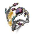 wholesale S925 Silver Russian Secret Garden Designer Gemstone Ring Natural Style Butterfly with Amethyst-0-6