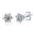 wholesale 18K Gold Plated 925 Sterling Silver 1 Carat Classic Six-Prong Moissanite Stud Earrings for Women, Simulated Diamond Earrings-0-4