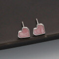 wholesale Sterling Silver S925 Heart-shaped Enamel Earrings With A Trendy And Minimalist Design, New Release-0-3