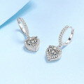 wholesale PT950 gold plated 925 sterling silver earrings for women, heart-shaped with group setting moissanite ear clips, available for wholesale from manufacturers-0-2