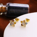 wholesale 9K Gold Korean and Japanese Style Simple Minimalist Five-Point Star Zircon Earrings for Women Wholesale and Drop Shipping-0-3