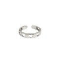 wholesale S925 Sterling Silver AR2231 Korean Style Heart-shaped Personality Ring, INS Retro Distressed Hollow Heart Adjustable Open Ring for Women-0-4