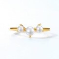 wholesale 925 Silver Gold-Plated Japanese New Geometric Shell Pearl Ring, Fashion Adjustable Open Ring from Source Manufacturer-0-3