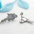 wholesale S925 Sterling Silver Japanese-style New Shell Cloud Ear Studs with Zirconia Lightning White Gold Ear Climber, Two Ways to Wear-0-1