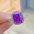 wholesale S925 silver new purple high-carbon diamond 8*10 radiant ring luxury-set women's ring-0-2