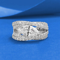 wholesale S925 silver jewelry, 6*12mm marquise white simulated diamond ring, cross-border for AliExpress-R1487 Marquis Eye Ring>Size 9