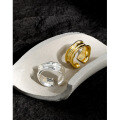 wholesale S925 Sterling Silver 547 Korean Version INS Niche Design Minimalist Versatile Irregular Pleated Texture Open Ring for Women-0-1