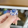wholesale 925 Sterling Silver Ring for Women with Blue Sapphire Aquamarine and Full Diamond Gemstone, TikTok Live Streaming Bestseller Direct from Manufacturer-0-1