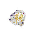 wholesale S925 Silver Designer High-End Style Unique Chinese Wind Naturalistic Bird Design Natural Gemstone Ring-0-6