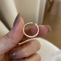 wholesale S925 Sterling Silver Chocolate Bar Ring, Ins Vertical Line Minimalist Ring for Women, High-End Stackable Pinky Ring or Index Finger Ring-0-4