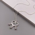 wholesale Silver Hollowed-Out Heart Lock Pendant Necklace, Minimalist and Elegant Valentine's Gift for Girlfriend-0-1
