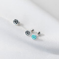 wholesale S925 Silver Drip Glaze Colorful Rotating Thread Earrings Minimalist Round Smiley Expression Summer Small Earrings M00135-0-3