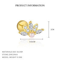 wholesale S925 Sterling Silver Geometric Square Luxury Sparkling Zircon Earrings For Women,。-E4941-Gold/Single 925 Silver