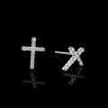 Sterling Silver Moissanite Cross Geometric Earrings, High-Quality Export-0-1