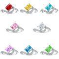 wholesale 925 Sterling Silver Flame Ice Flower Cut Square Diamond Ring for Women, Small and Exquisite High-End Luxury 15ct Gemstone High Carbon Diamond Women's Ring-0-0