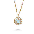 wholesale S925 Hollow-Out Floral Natural Larimar + White Zircon Light Luxury Niche Design New Set-0-6