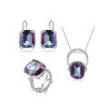 wholesale S925 Silver Luxury Creative Jewelry Accessories Set with Colored Gemstones, Ring, Necklace, and Earrings-0-0