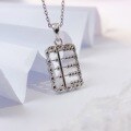 wholesale Pure Silver Korean-style Fashion Small Abacus Necklace for Women, Versatile Niche Design High-end Minimalist Plain Silver Collarbone Chain Wholesale-0-1