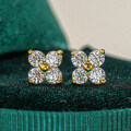 S925 Silver Gold-Plated D Color Moissanite Small Four-Leaf Clover Earrings-0-4