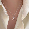 wholesale S925 Sterling Silver Minimalist Whale Tail Necklace for Women, Korean, Little Red Book Viral-0-0